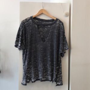 Free People High Neck Burnout T-Shirt